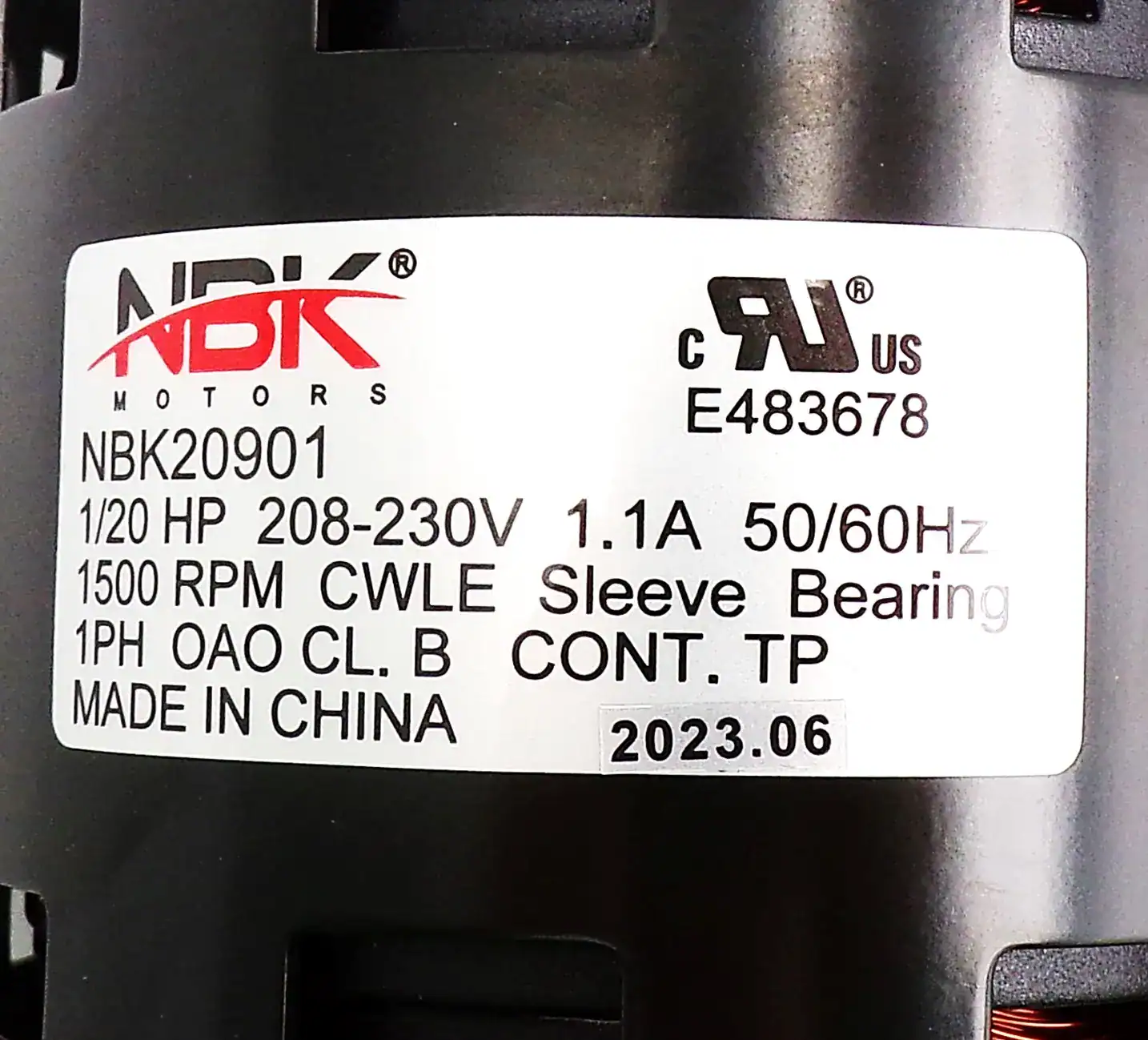 NBK-20901 FAN MOTOR 208/230V 50/60HZ - Image 2