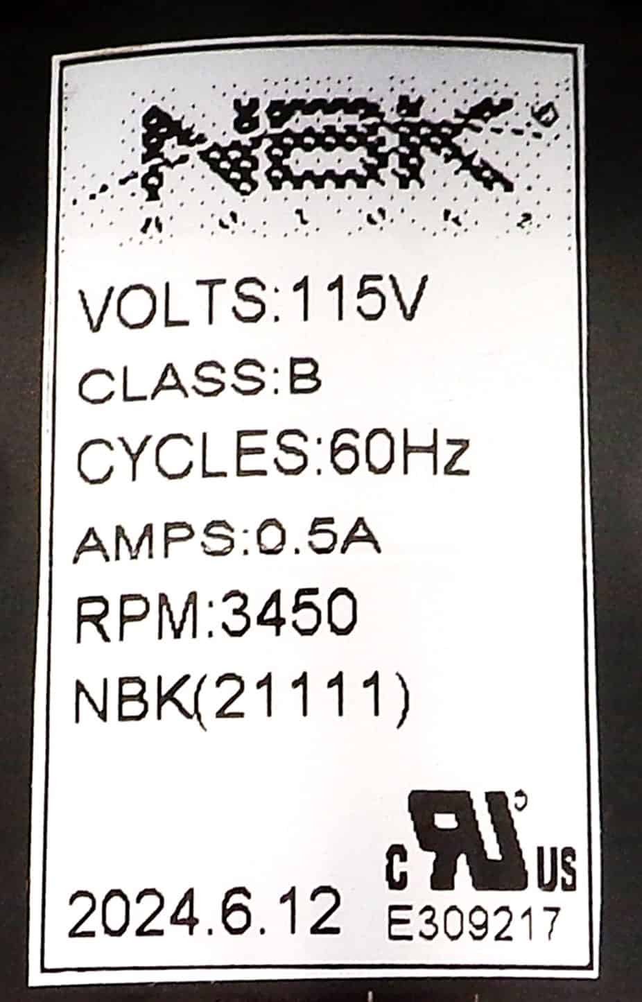 NBK-21111 INDUCER ASSEMBLY 115V, 60HZ 1/20 HP, 3450 RPM - Image 3