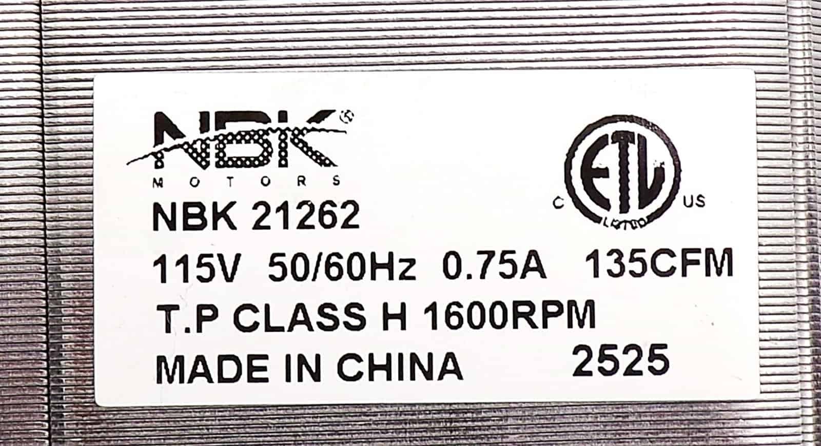 NBK-21262 BLOWER MOTOR 65MM X 180MM 115V RH - Image 3