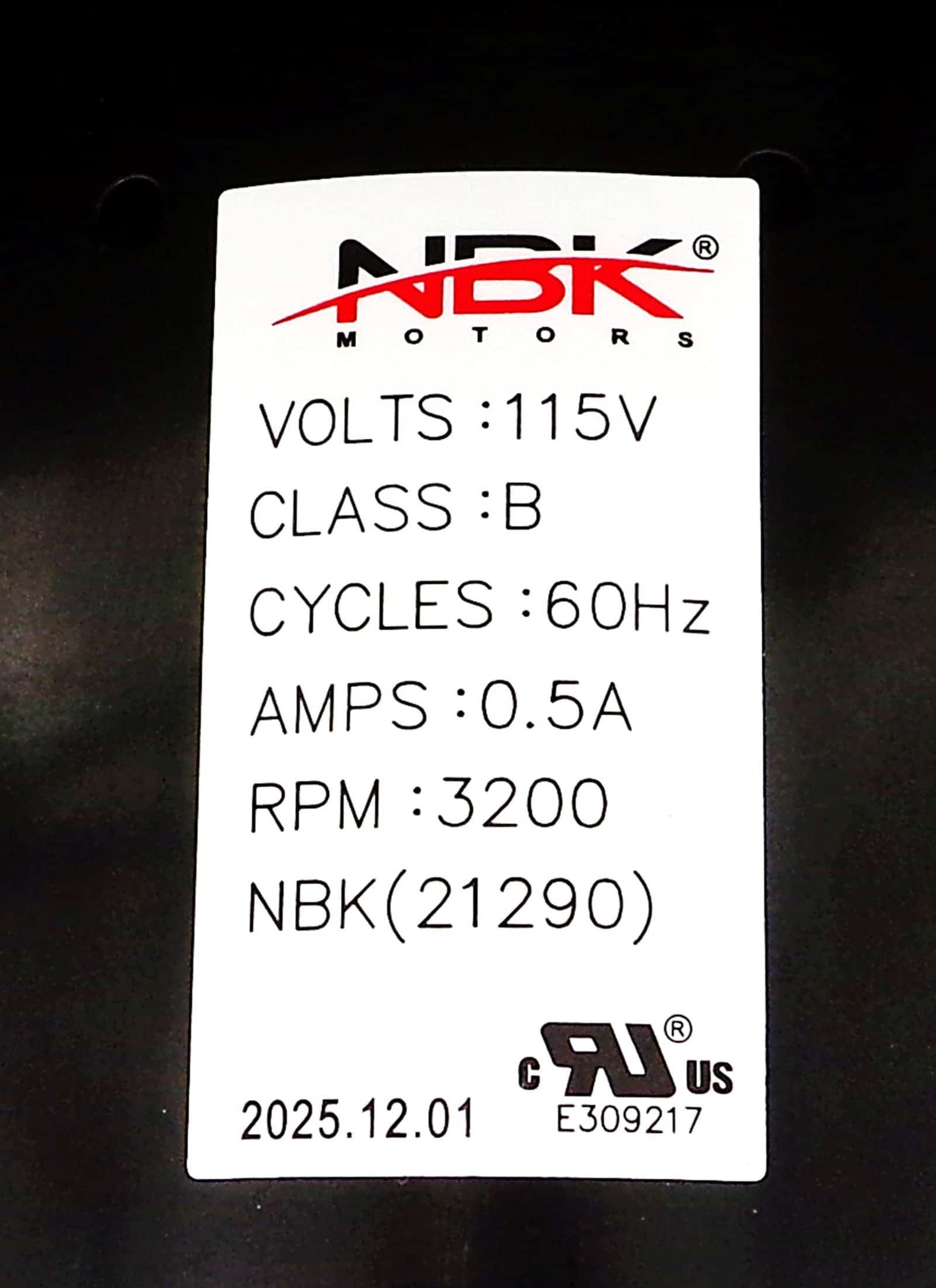 NBK-21290 DRAFT INDUCER 115V/60HZ 3450 RPM - Image 4