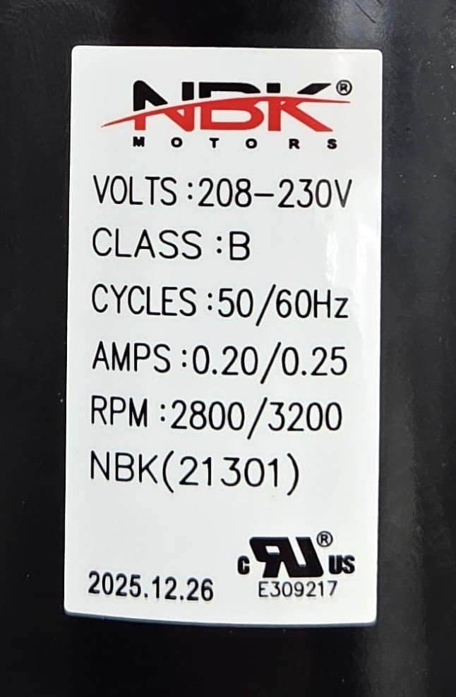 NBK-21301 DRAFT INDUCER 208-230V 50/60HZ 2800/3200 RPM - Image 3