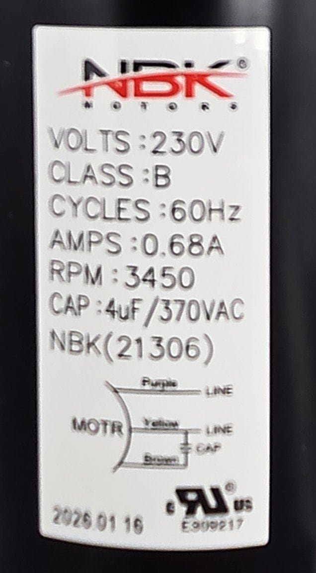 NBK-21306 DRAFT INDUCER 230V, 60HZ, 3450 RPM - Image 3