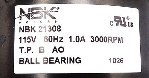 NBK-21308 BLOWER MOTOR 115V 50/60HZ, 3200 RPM - Image 2