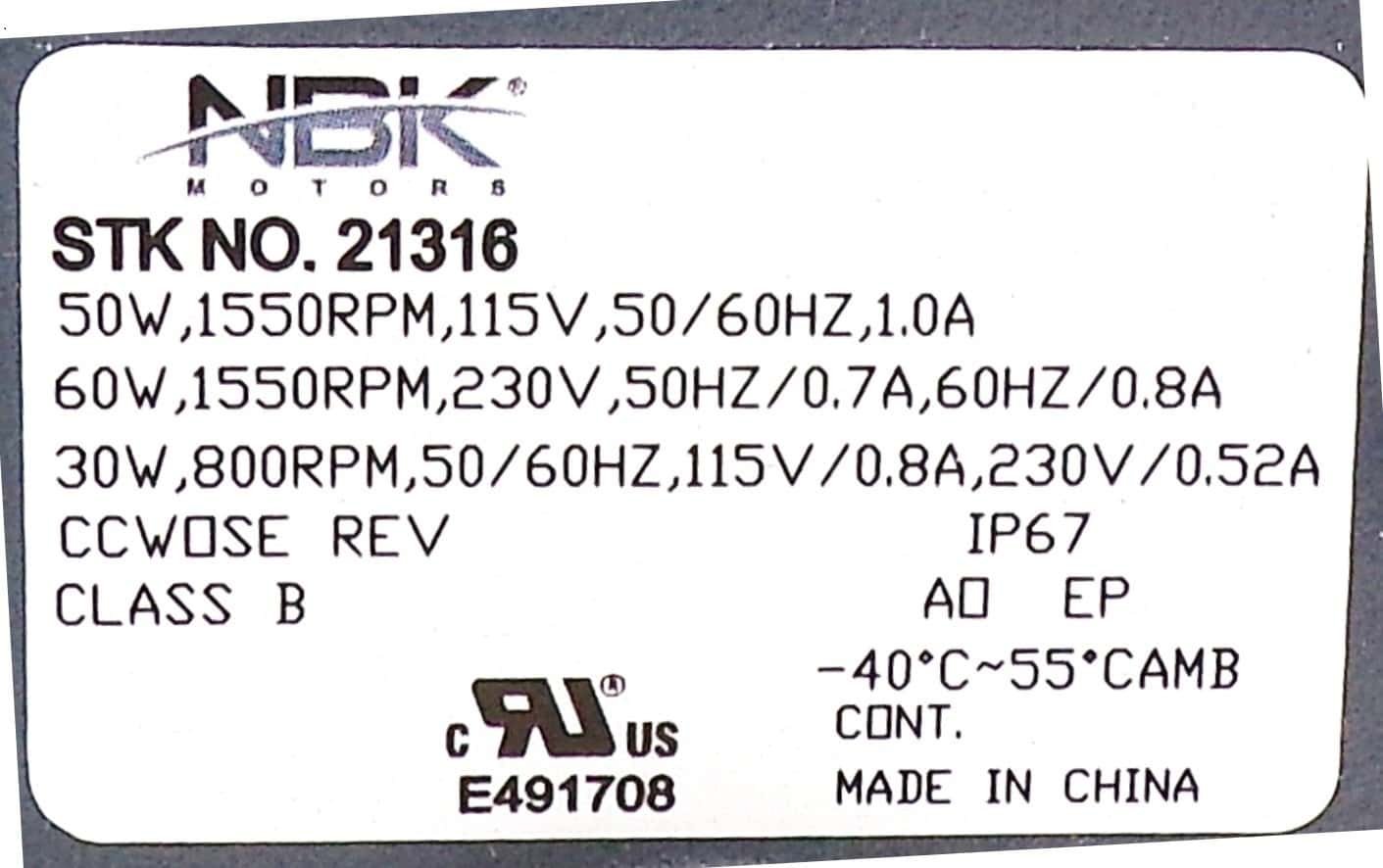 NBK-21316 ECM REFRIGERATION MOTOR 115/230V, 30-60W, 1550-800 RPM - Image 2