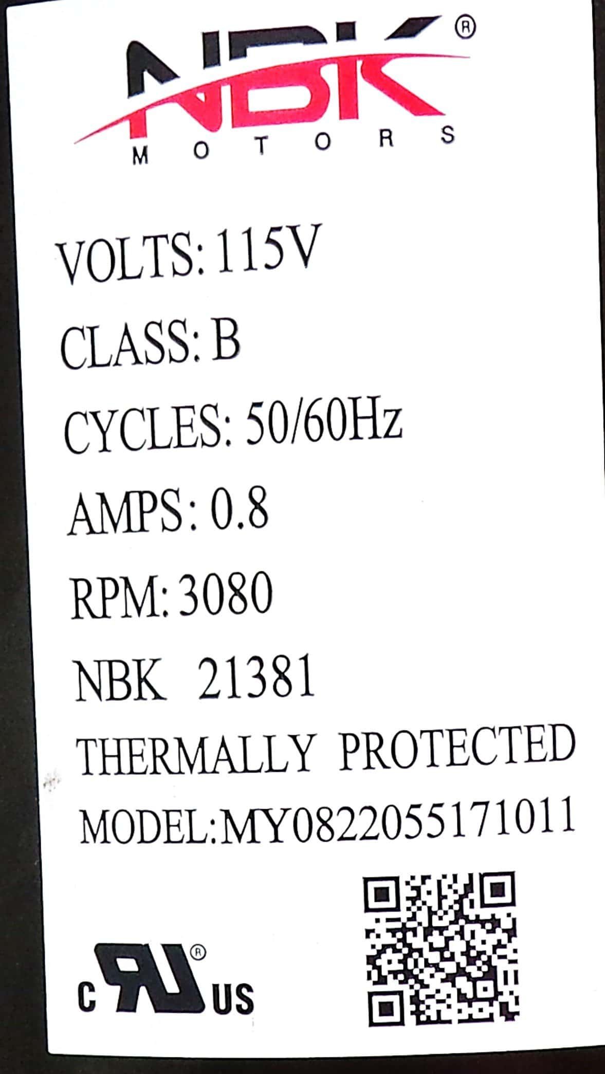 NBK-21381 INDUCER MOTOR 115V, 1/15HP, 50/60HZ - Image 4