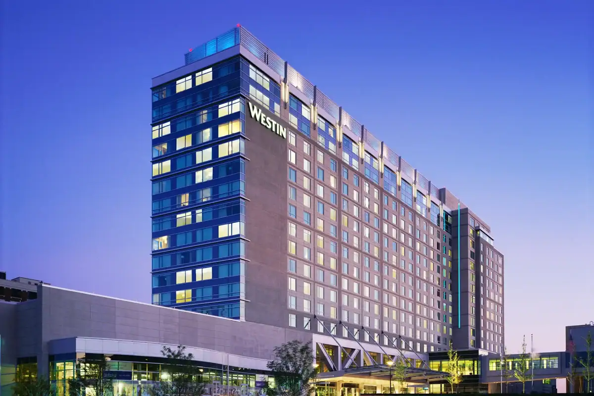 Building front at Westin Boston Waterfront Hotel in Boston, MA