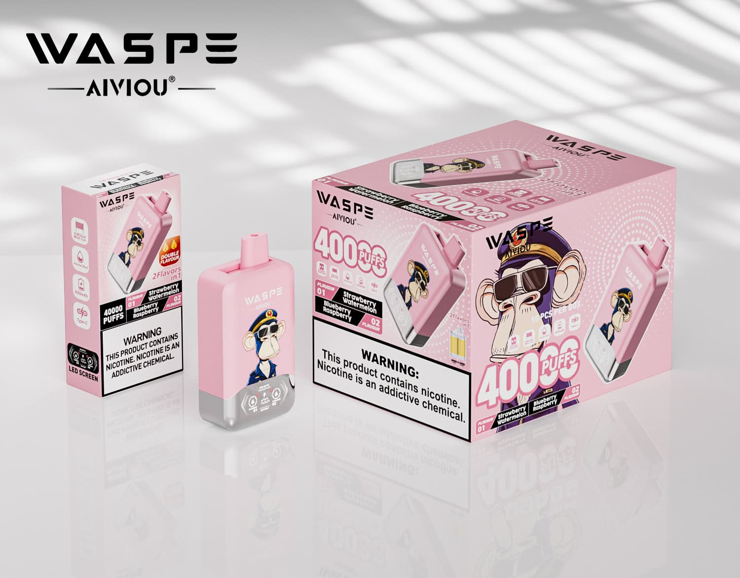 WASPE AIVIOU 40000 Strawberry Watermelon/Blueberry Raspberry