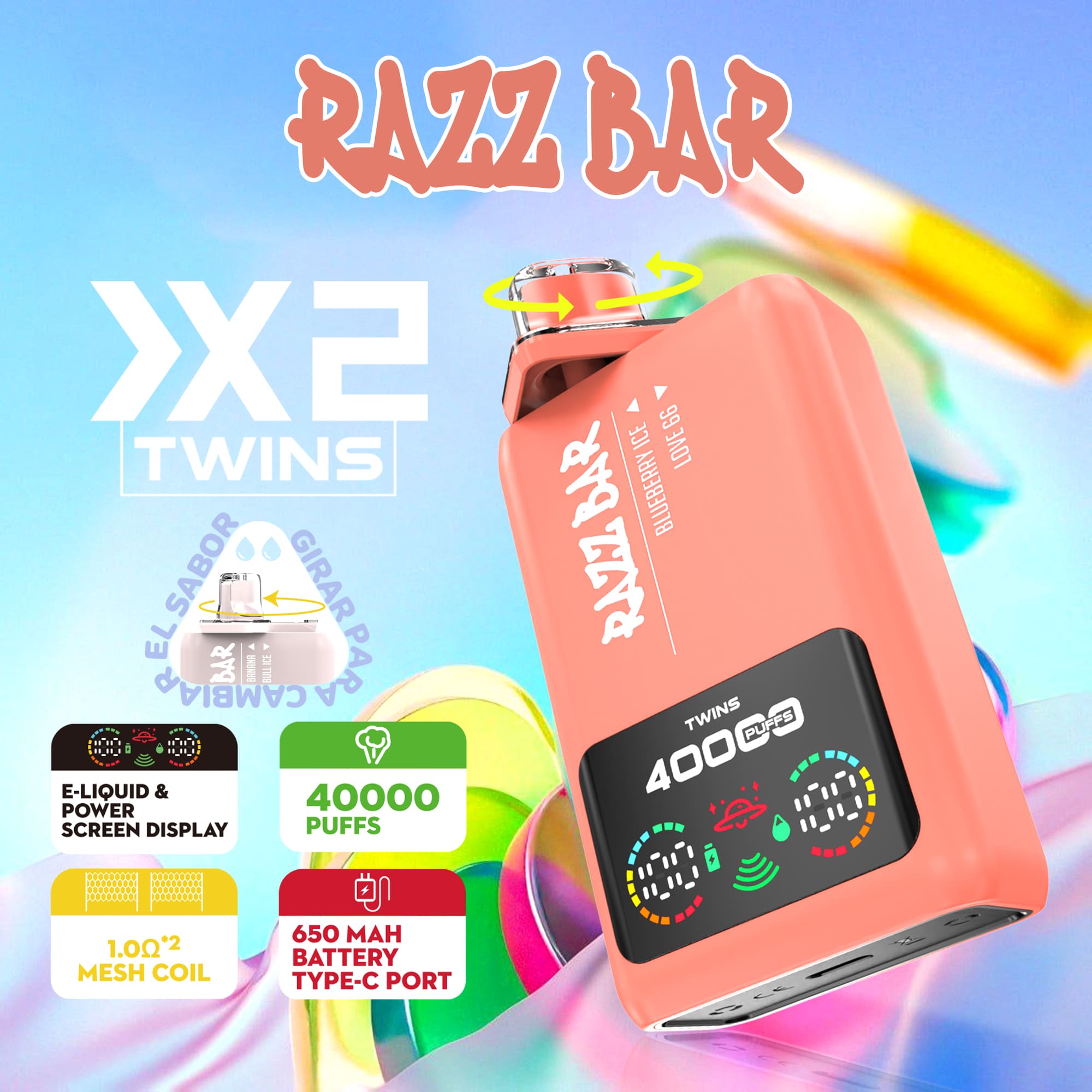 Razz Bar 40000 Strawberry Banana/Red Bull Ice