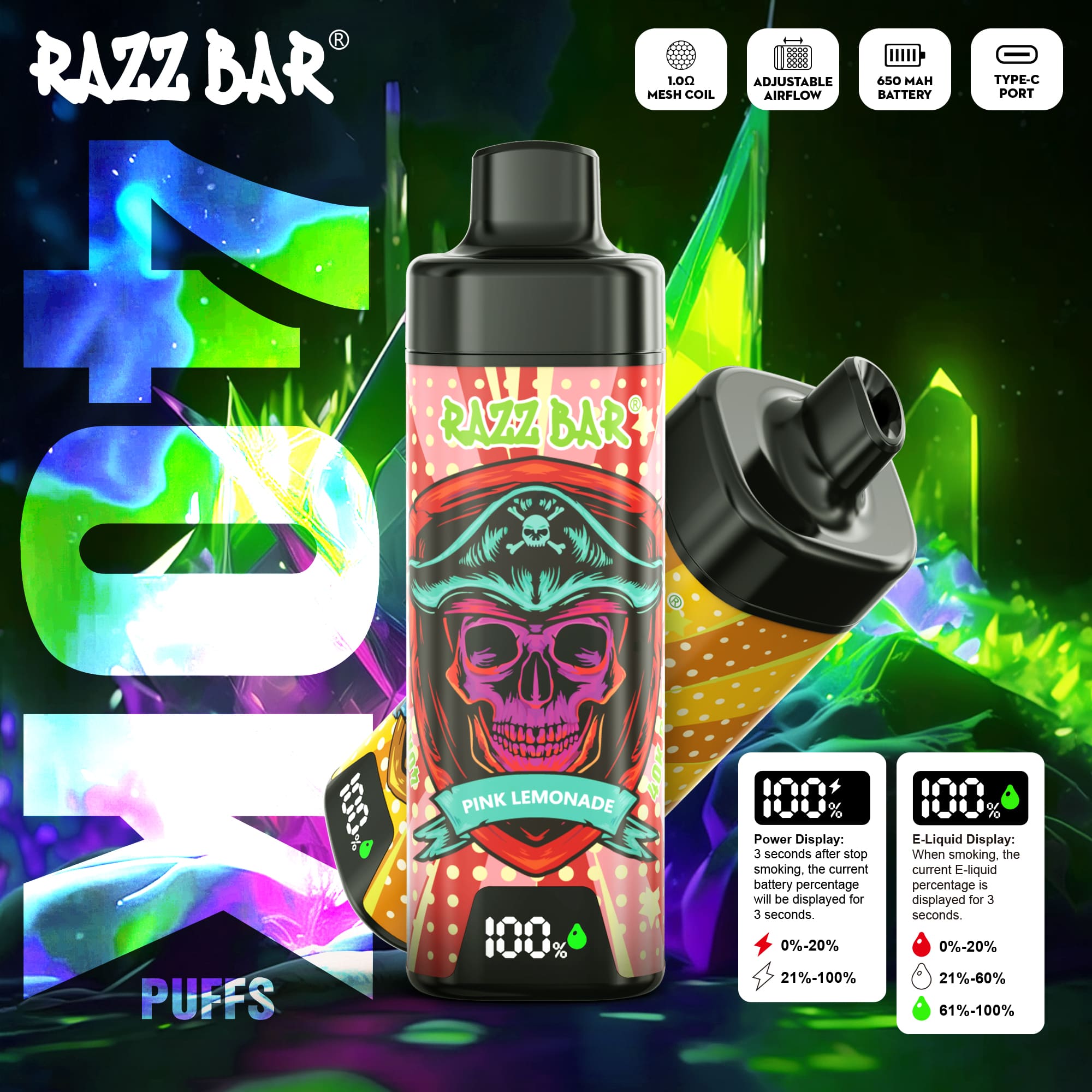 Razz Bar 40000 with screen Strawberry Ice