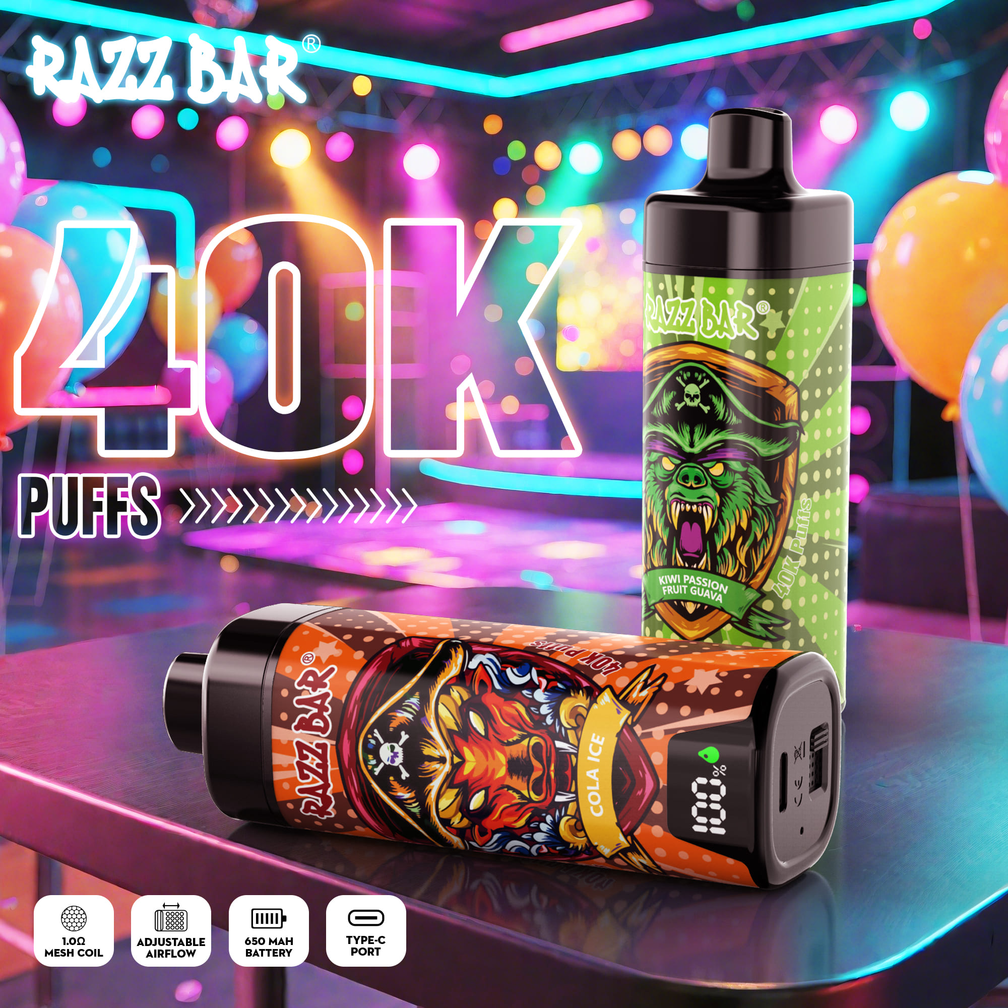 Razz Bar 40000 with screen Cola Ice