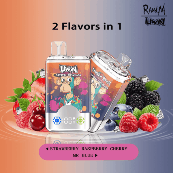 Uwin Crystal Twins 40000 Strawberry Raspberry Cherry/Mr Blue