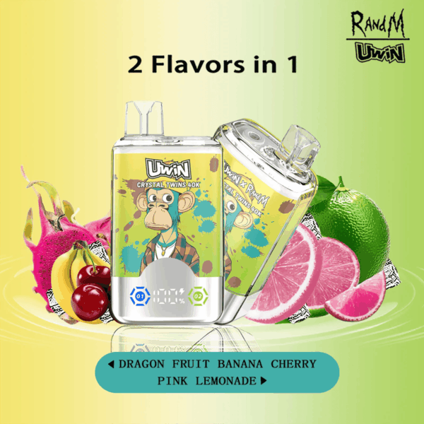 Uwin Crystal Twins 40000 Dragon Fruit Banana Cherry/Pink Lemonade
