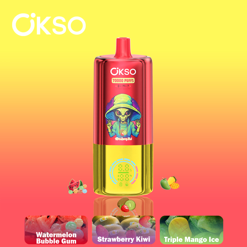 OKSO 3IN1 70000 Strawberry Kiwi/Watermelon Bubble Gum/Triple Mango Ice