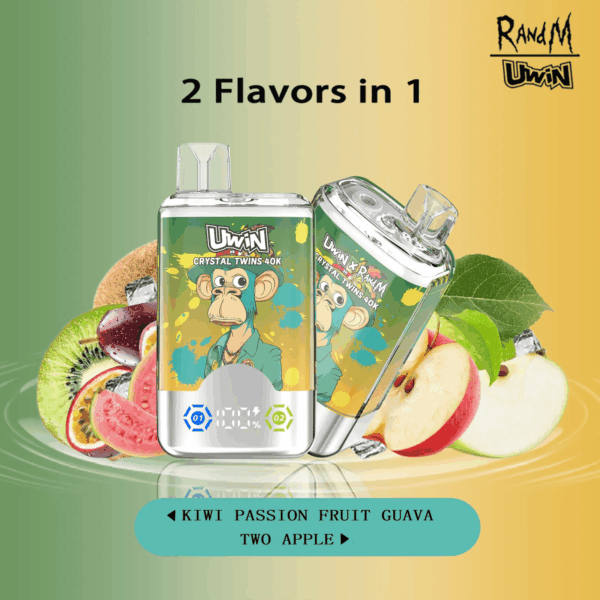 Uwin Crystal Twins 40000 Kiwi Passion Fruit Guava/Two Apple