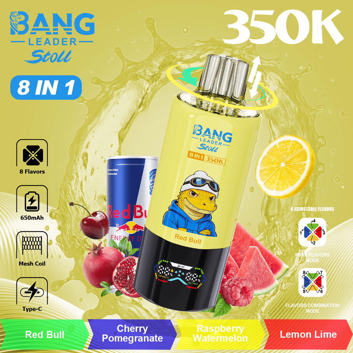 Bang Leader 350K Red Bull/Cherry Pomegranate/Raspberry Watermelon/Lemon Lime