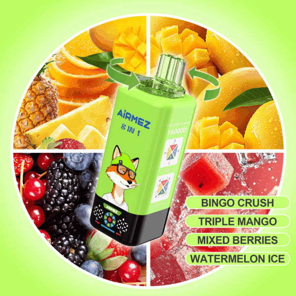 Airmez FOX 8 IN 1 160K Mango Ice/Fizzy Cherry Cola/Strawberry Raspberry/Mixed Berries
