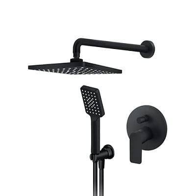 S2 BLACK PODŽBUKNA MJEŠALICA SA ZIDNIM I RUČNIM TUŠEM (TUŠ RUŽA 210x210 mm) CRNA