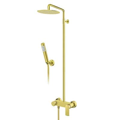 Alternative view of S2 GOLD MIJEŠALICA ZA TUŠ KADU SA USPONSKIM TUŠEM (KRUŽNA TUŠ RUŽA D.250 mm) ZLATNA