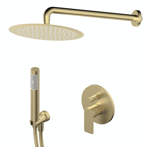 S2 GOLD PODŽBUKNA MIJEŠALICA SA ZIDNIM I RUČNIM TUŠEM (KRUŽNA RUŽA D.250 mm)