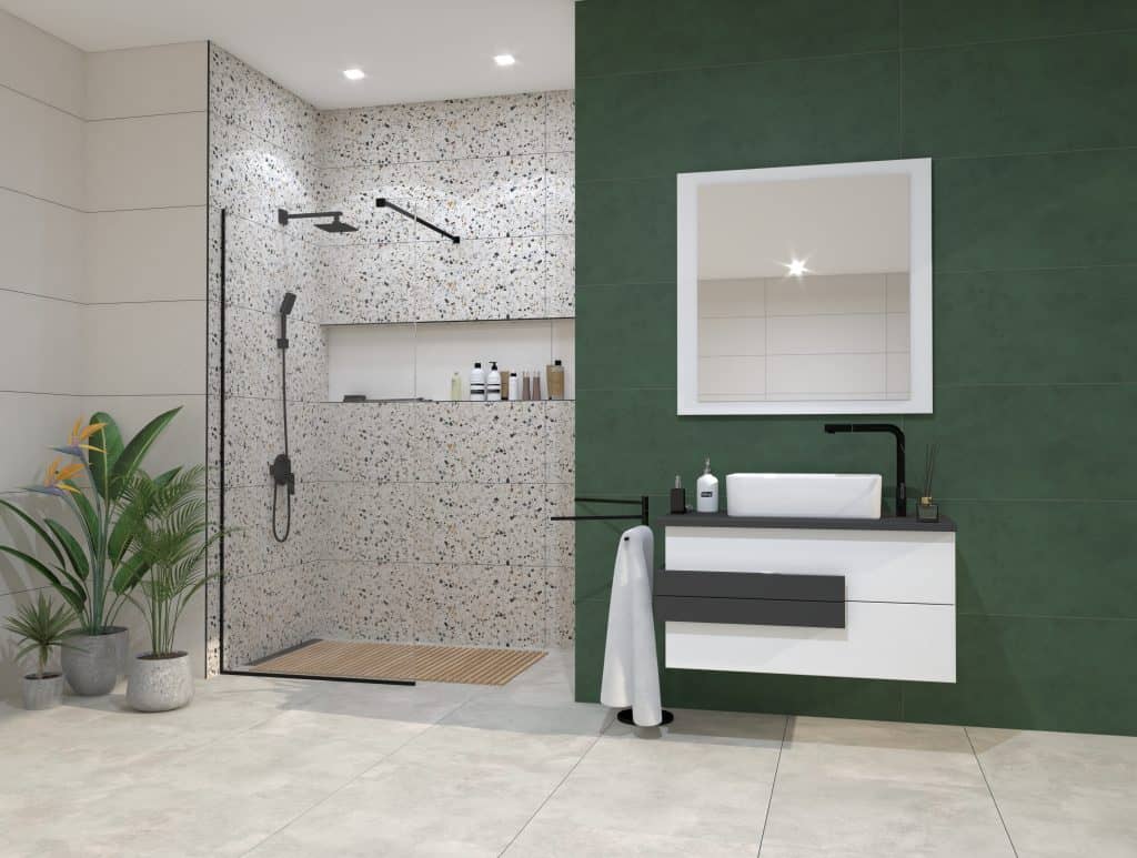 Idea antracit Granada s crnim profilom flake terazzo 60x60 1