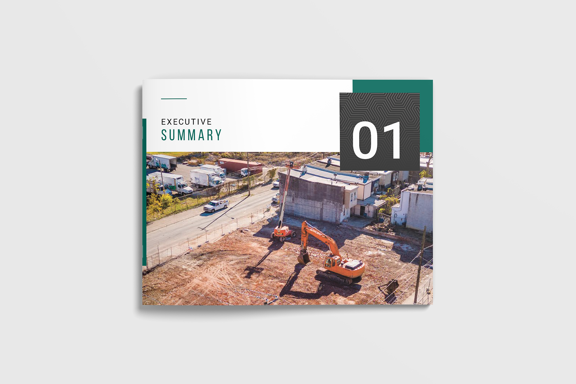 Excavation site for offering memorandum with construction equipment and urban surroundings.