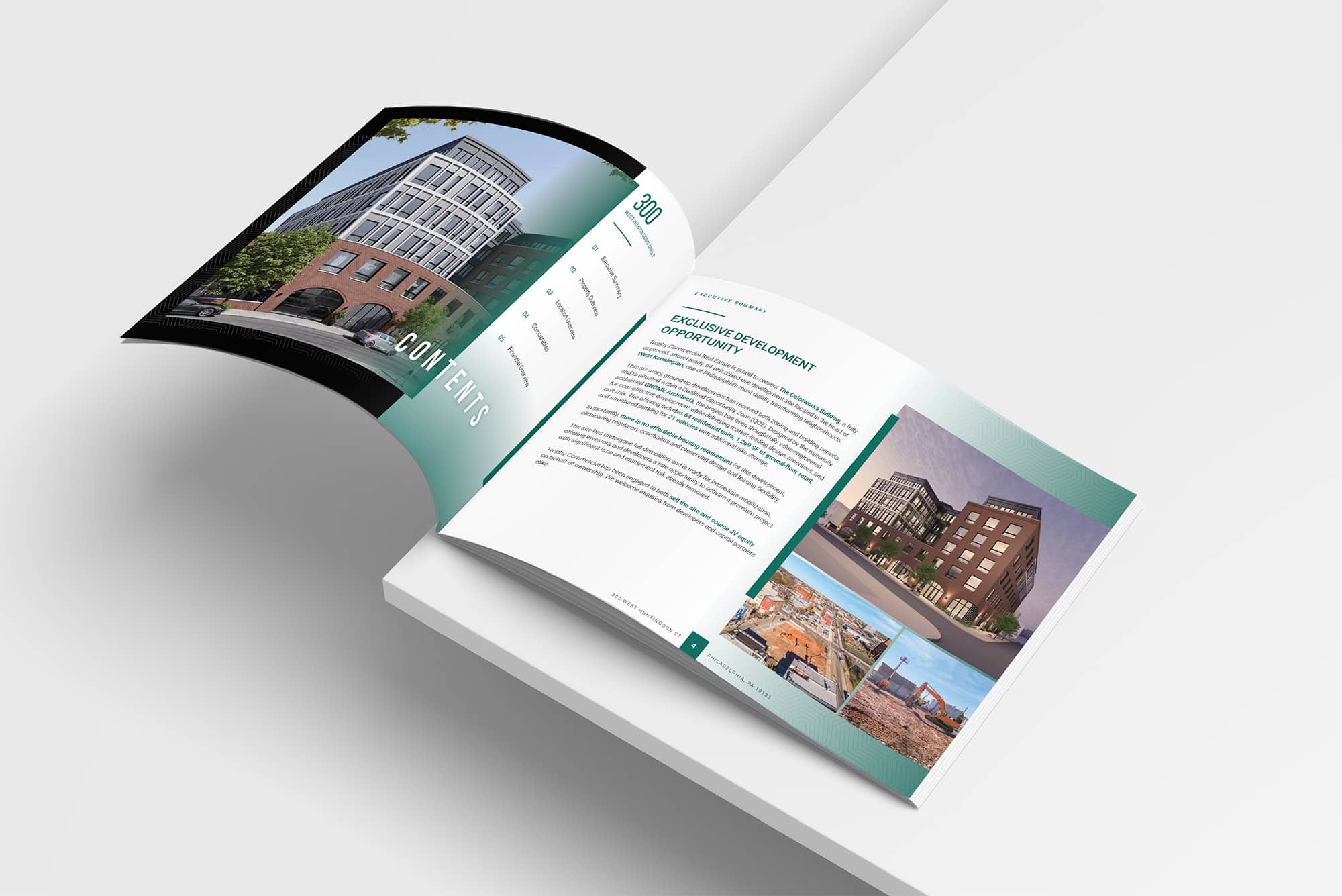 Open real estate offering memorandum showcasing property details and investment opportunities.