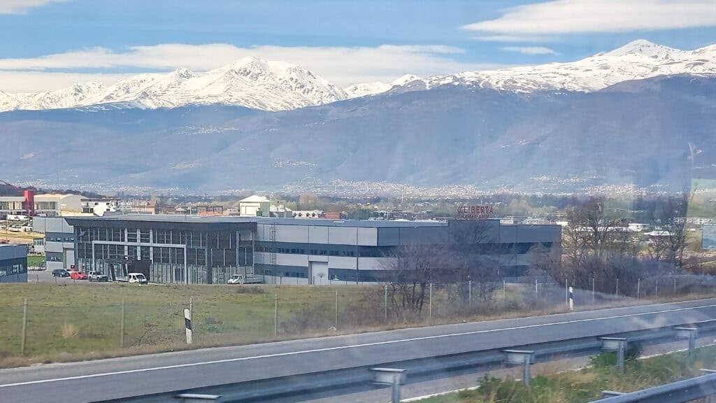 bus ride to tetovo from skopje with view of the Sar mountains as the bus approaches Tetovo