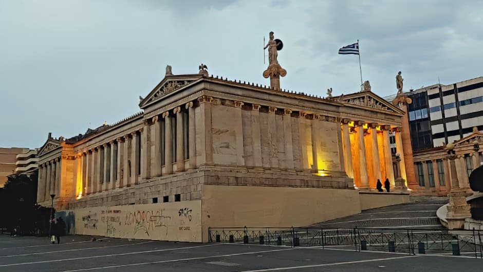 Academy of Athens with graffiti
