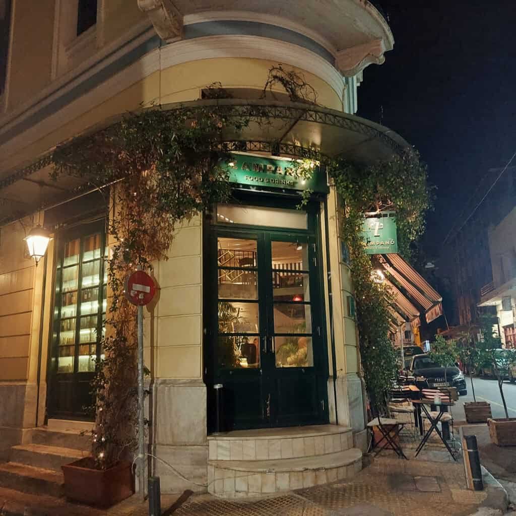 City Circus Athens Hostel at night in the heart of Pyrii District