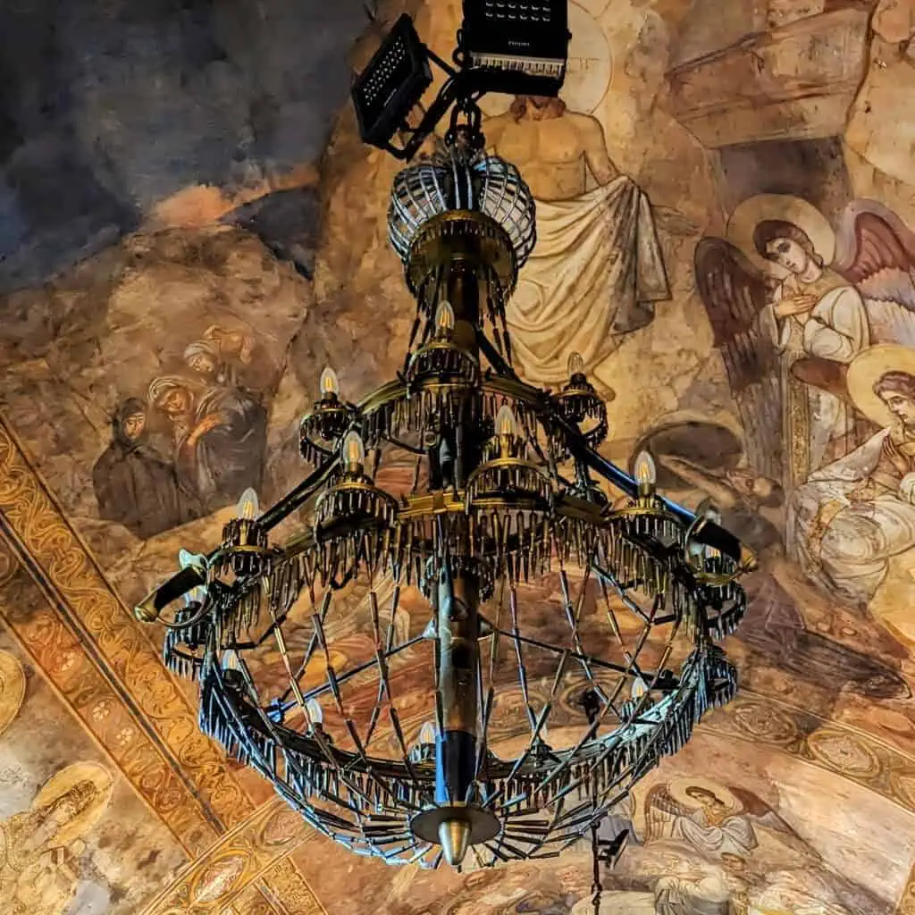Chandelier made of amunition at Ružica Church within Kalemegdan fortress, Belgrade