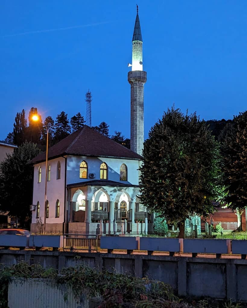 Jalska (Mehmedagina) Mosque at night Tuzla Bosnia