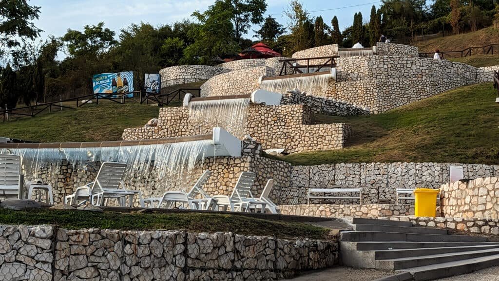 Pannonian lakes multi tier waterfall and pools close up