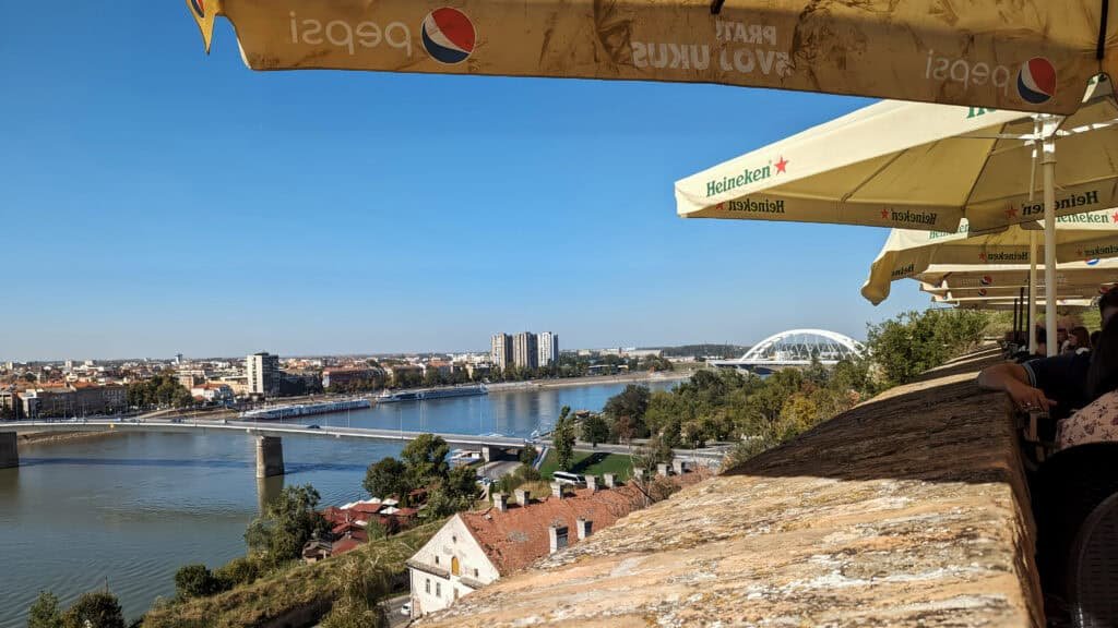 Petrovaradin Fortress - view from the cafe at the top over the river