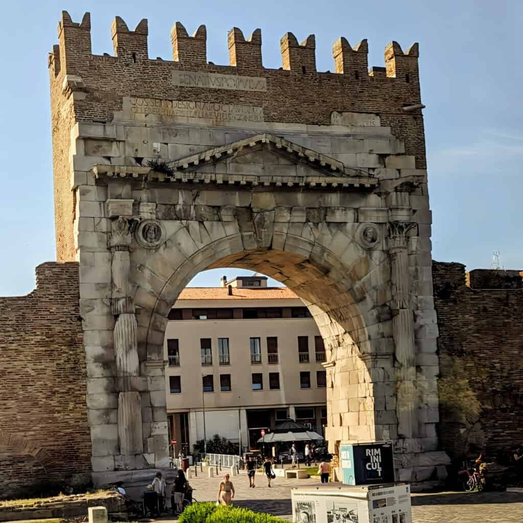 Rimini Arch of Augustus - bus stop to San Marino located close by