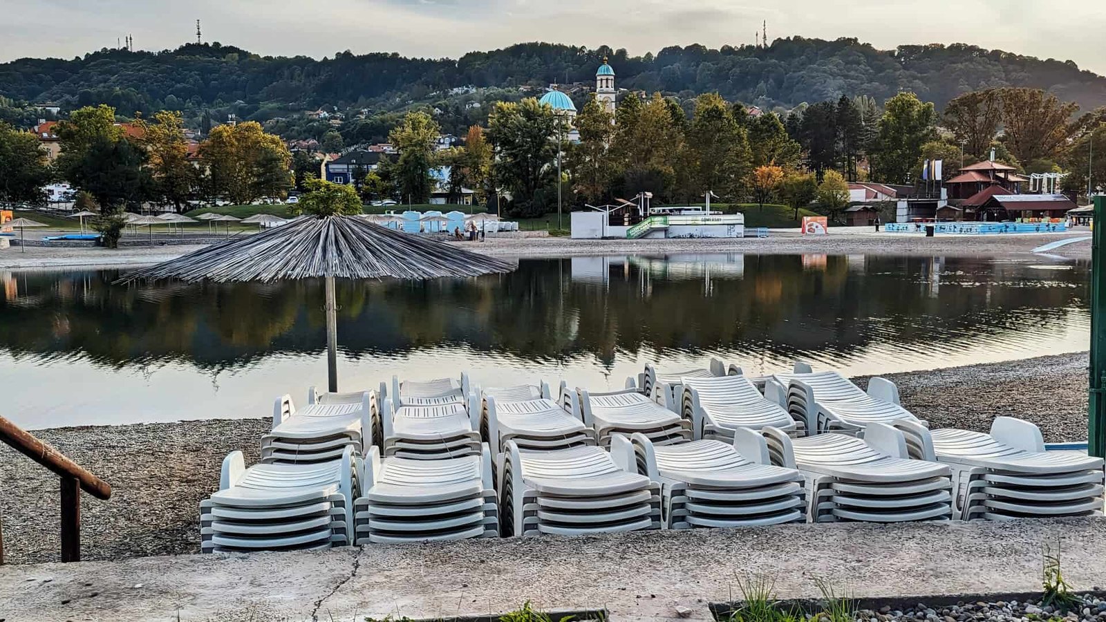 Tuzla Pannonian (salt lakes) deck chairs, inland beach things to do in Tuzla