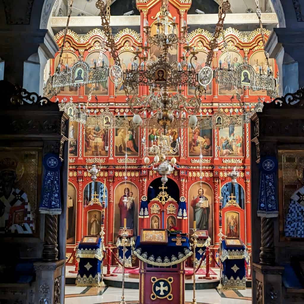 Inside the Serbian Orthodox Cathedral of the Dormition of the Mother of God
