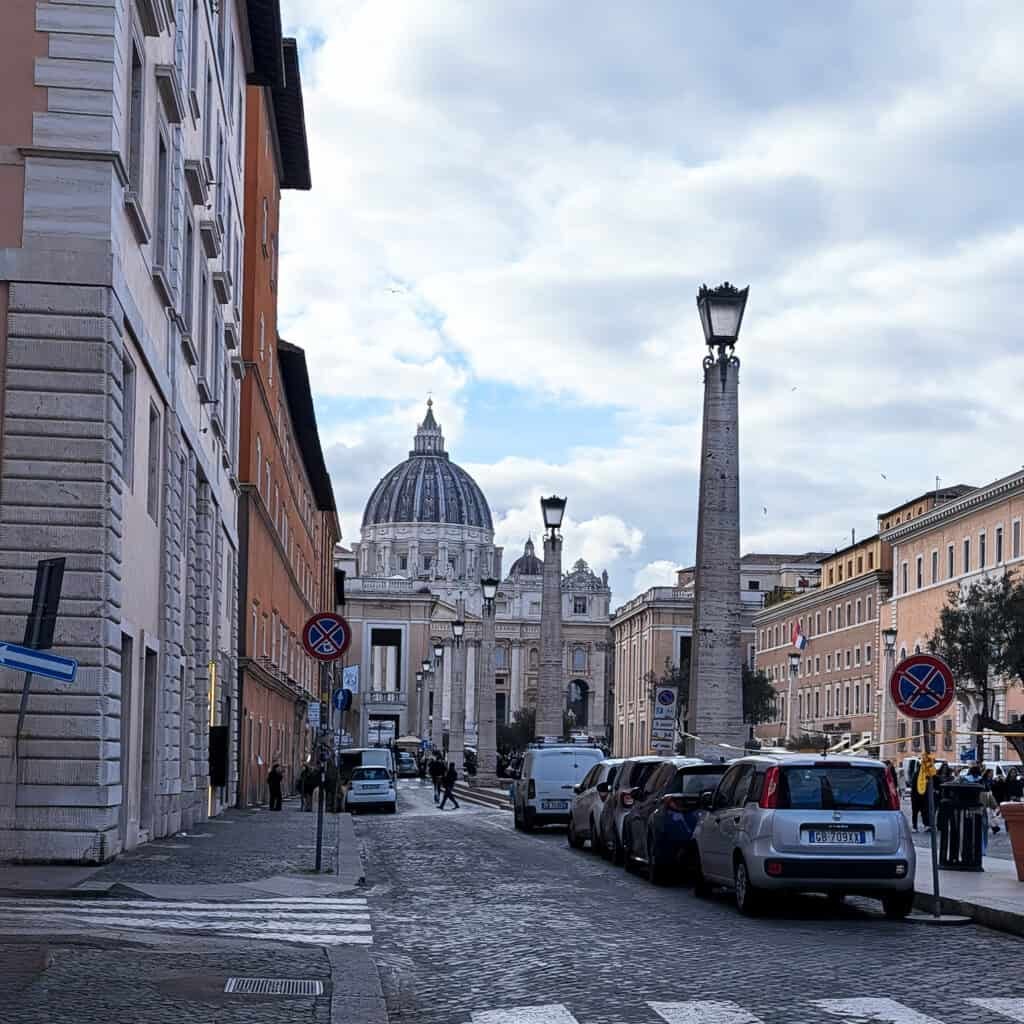 Via della Conciliazione walking towards St Peters Basilica Vatican City
