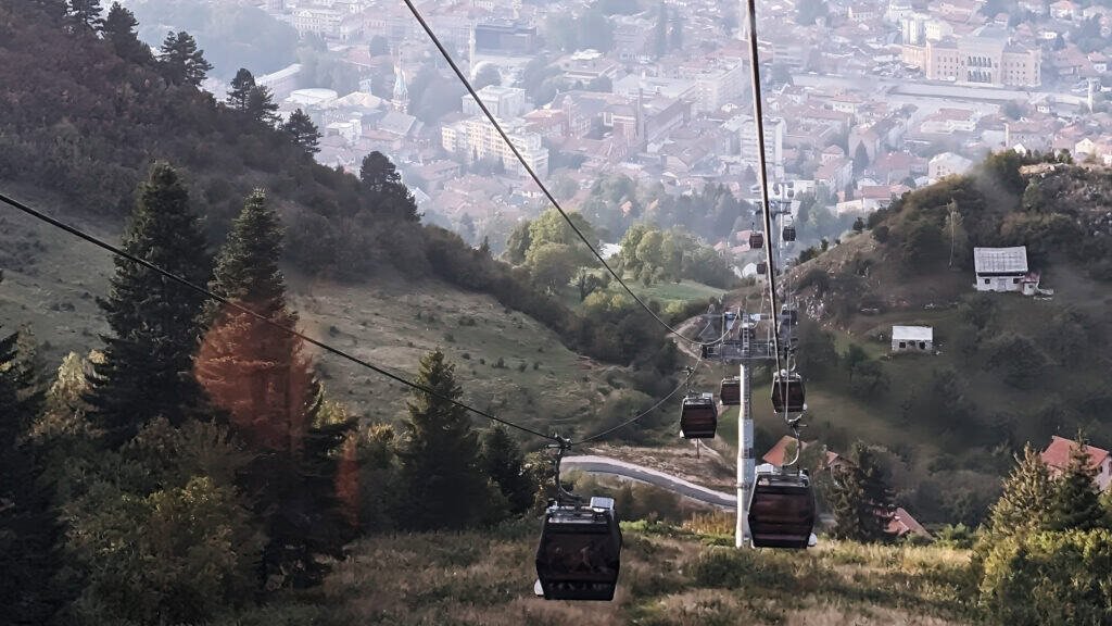cable car ride sarajevo misty photo