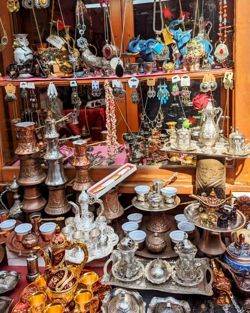 stall of coffee sets metal ware and jewellery in the old town sarajevo