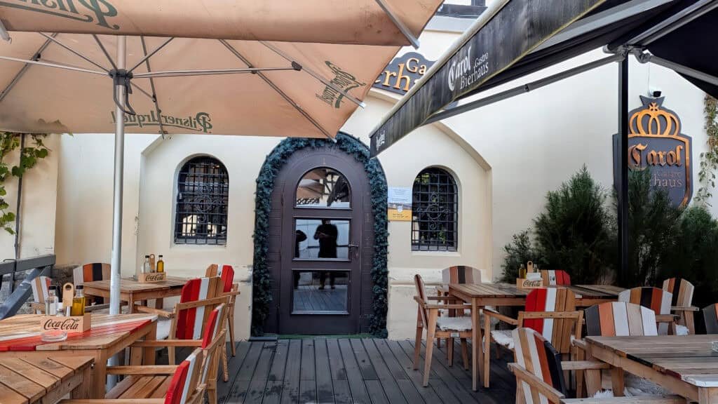 Carol Gastro Bierhaus Entrance on the Peles Estate Sinaia Romania