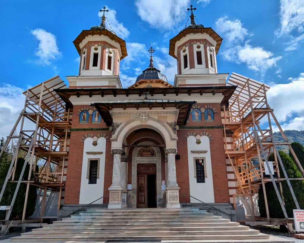 Exterior Sinaia monastery - outside being renvovated