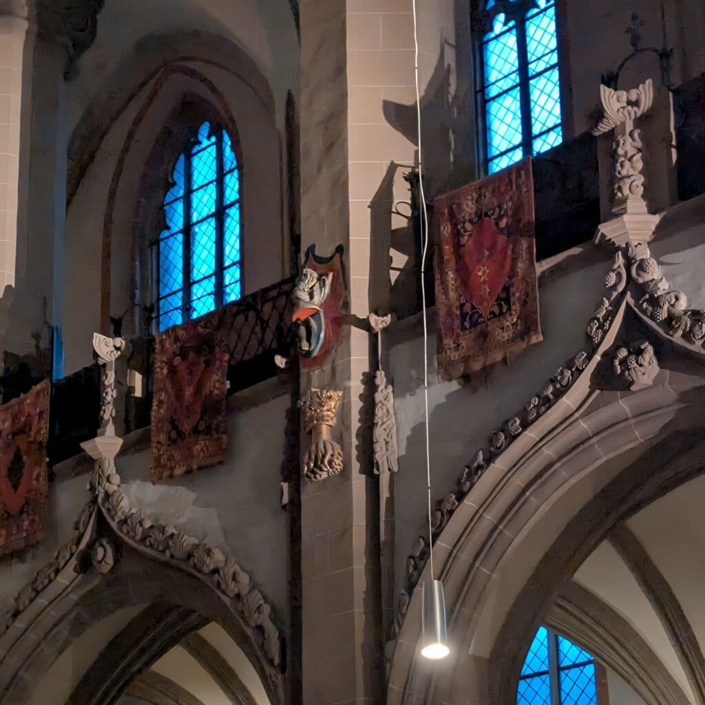 Inside the Black Church Brasov - Anatolian Carpets displayed on the inside