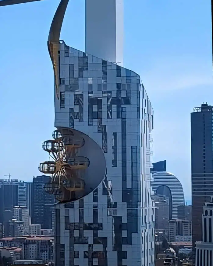 Butami Tower with Ferris Wheel on the side - view from Alphabetic tower glass lift