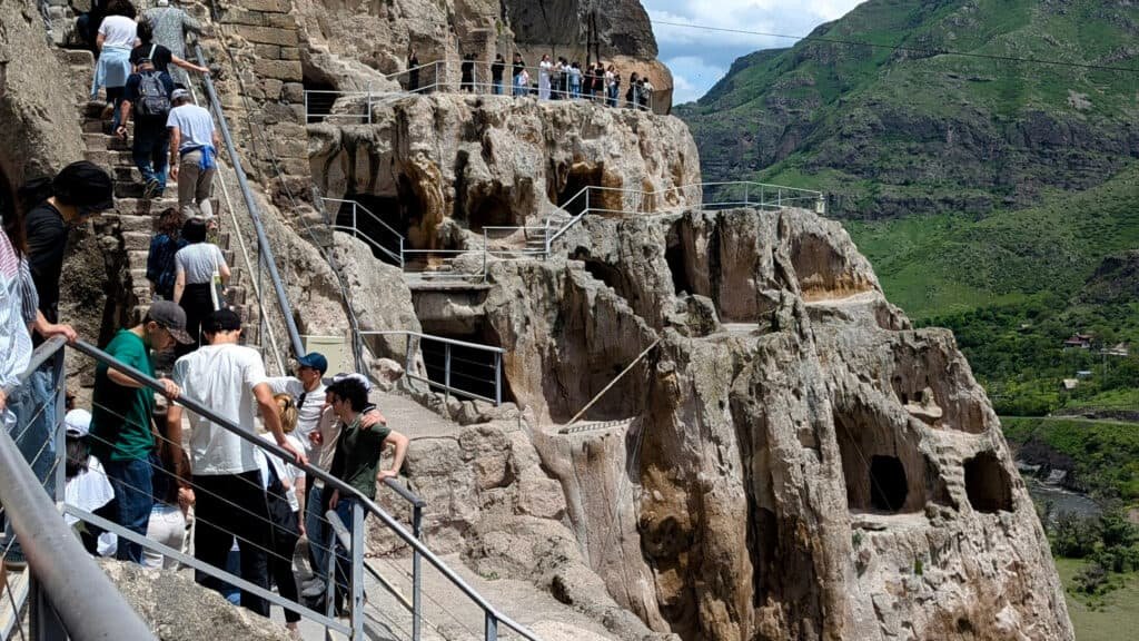 Vardzia Paths and Stairs can get busy but the views are spectacular and its worth it