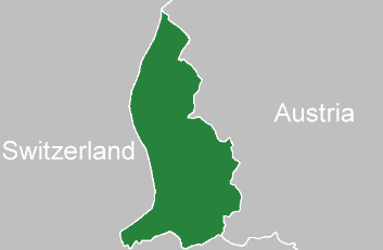 Map of Liechtenstein with surrounding countries