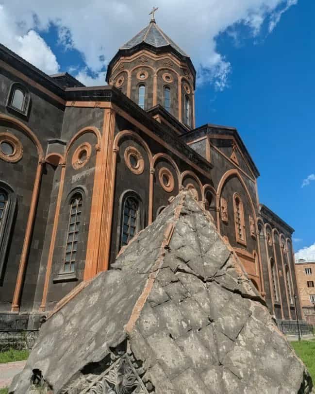 Amenaprkich - Holy Saviour Church with fallen steeple from Spitak Earthquake