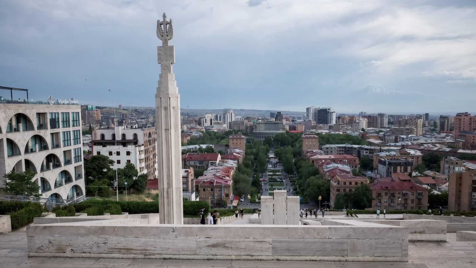 At the top of the Cascade Complex Yerevan - on a clear day you will see Mount Ararat straight ahead