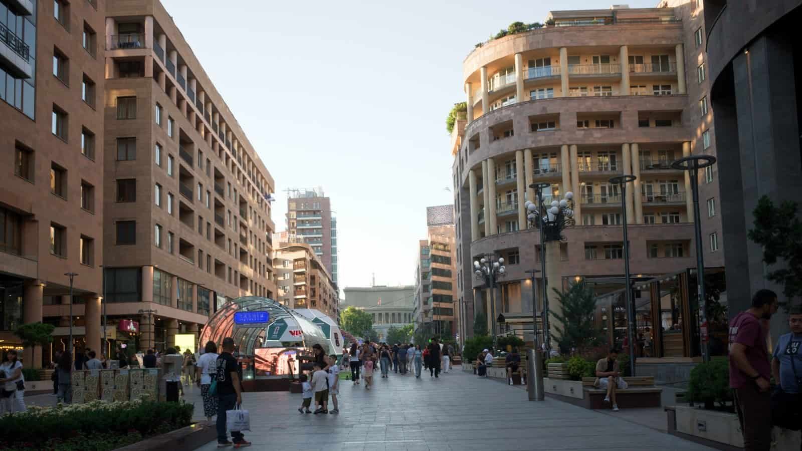 Pedestrianised Northern Avenue connecting the Opera Complex from Republic Square and the fountains - central Yerevan