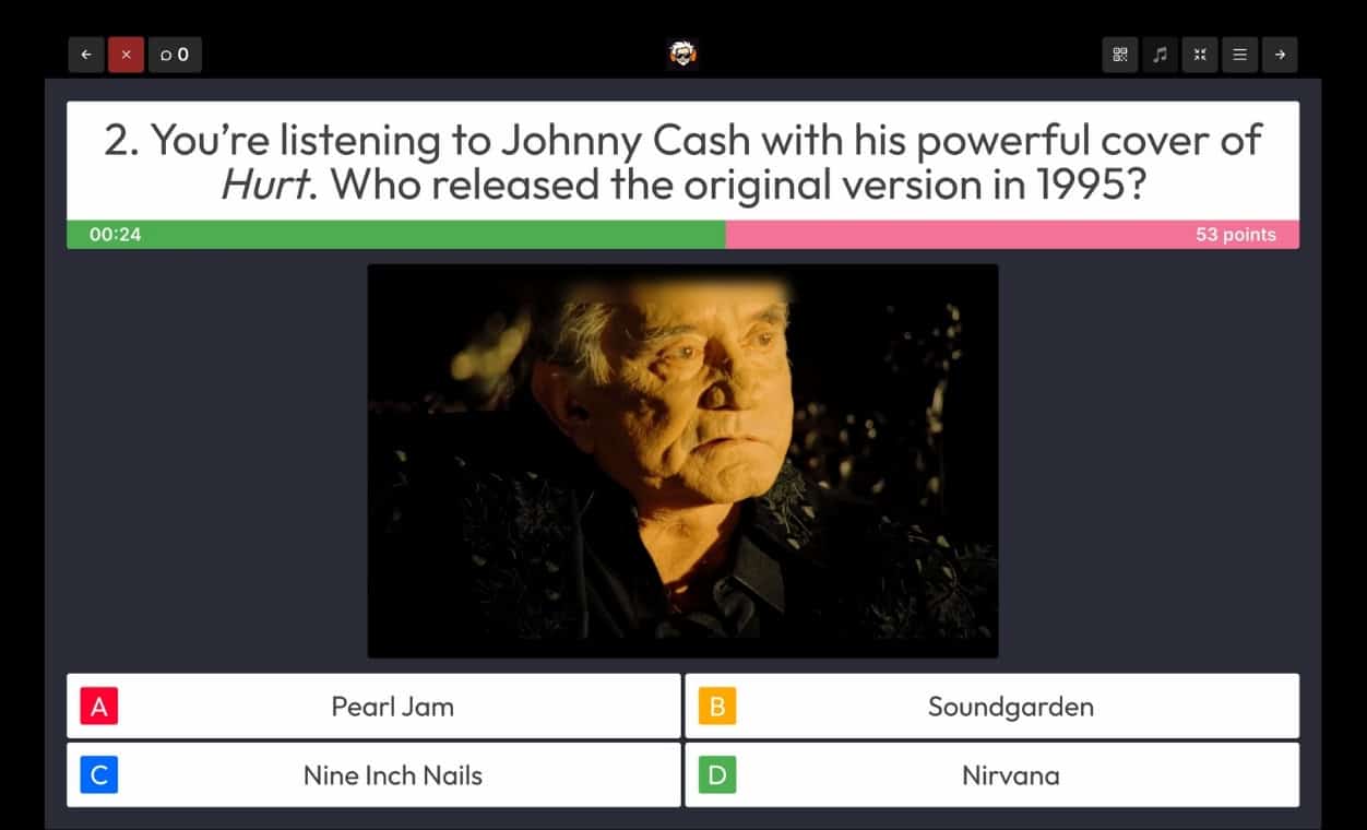 Multiple choice pub quiz example question 2