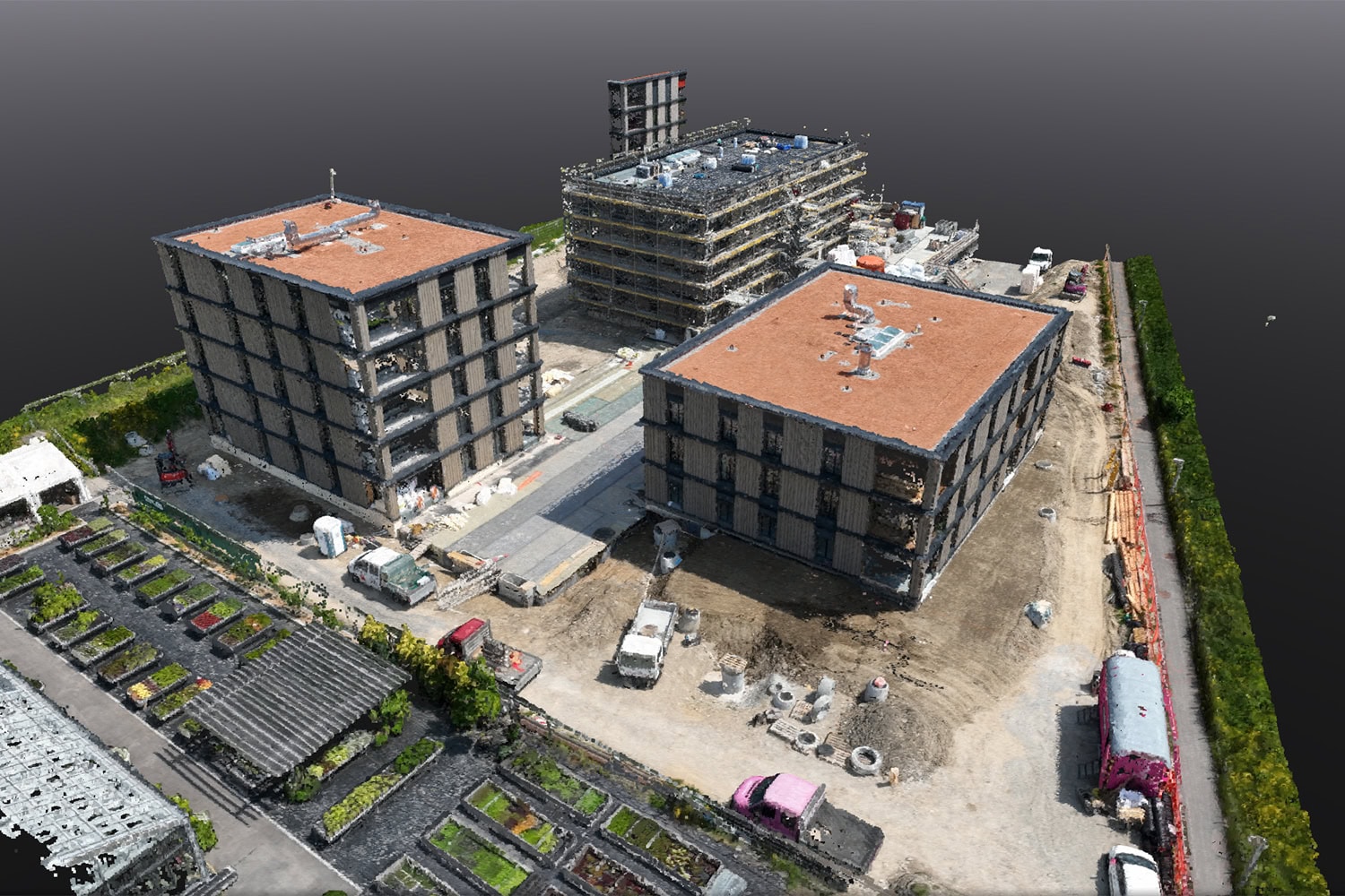 Drohnenvermessung und Laserscanning bei Bauprojekt in Thun.